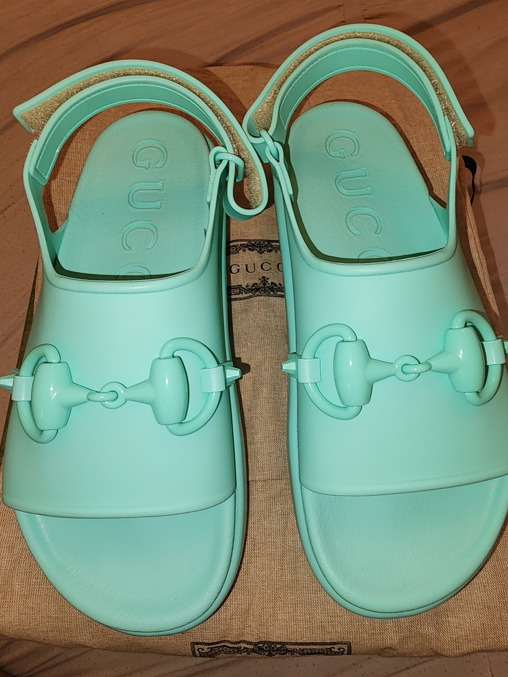 Gucci Mint Green Horsebit Slide Sandals